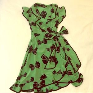 Nanette Lepore silk bow-print wrap dress